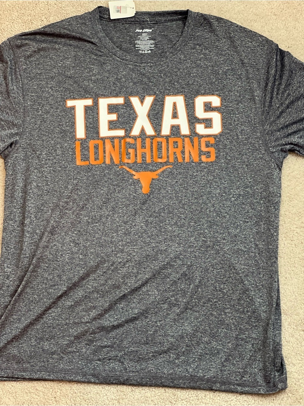 Texas Longhorns Heather Gray Performance Crew Neck Tee Football Tailgate Gameday